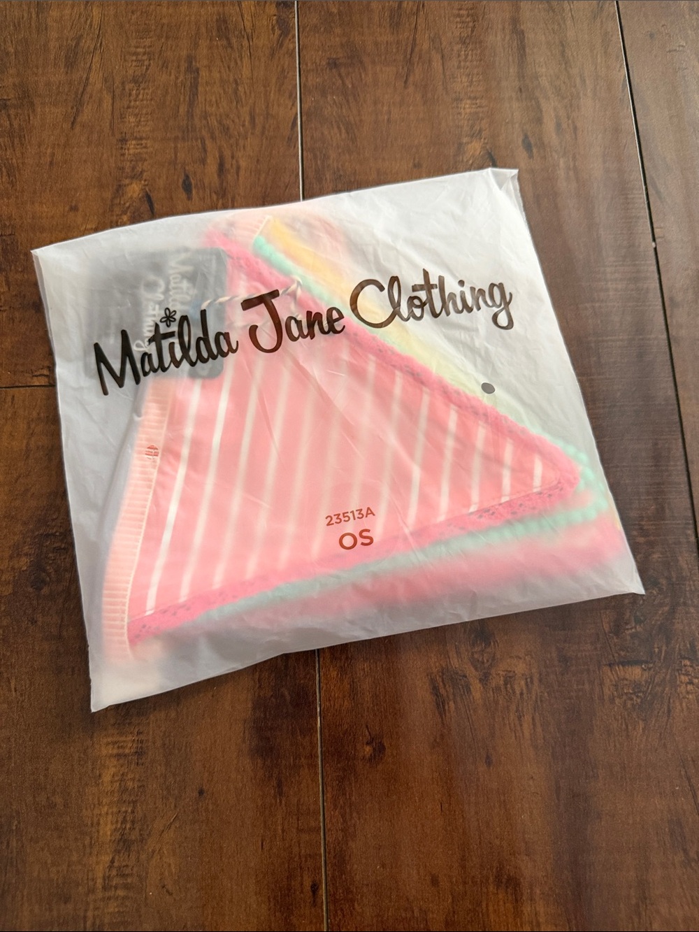Matilda Jane Pink Striped Kids Bandana Bib with Pastel Trim